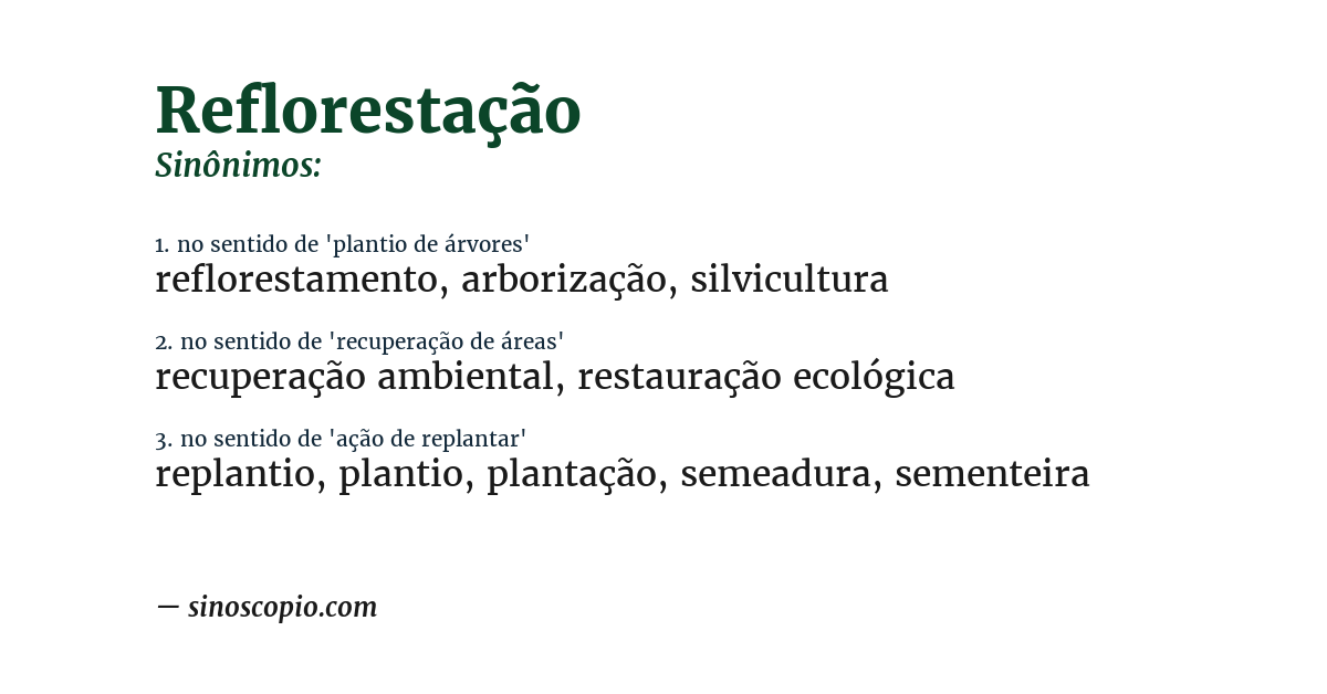 Sinônimo de reflorestação