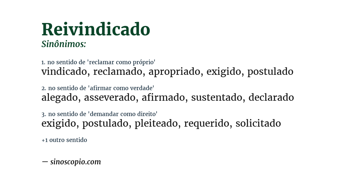 Sinônimo de reivindicado