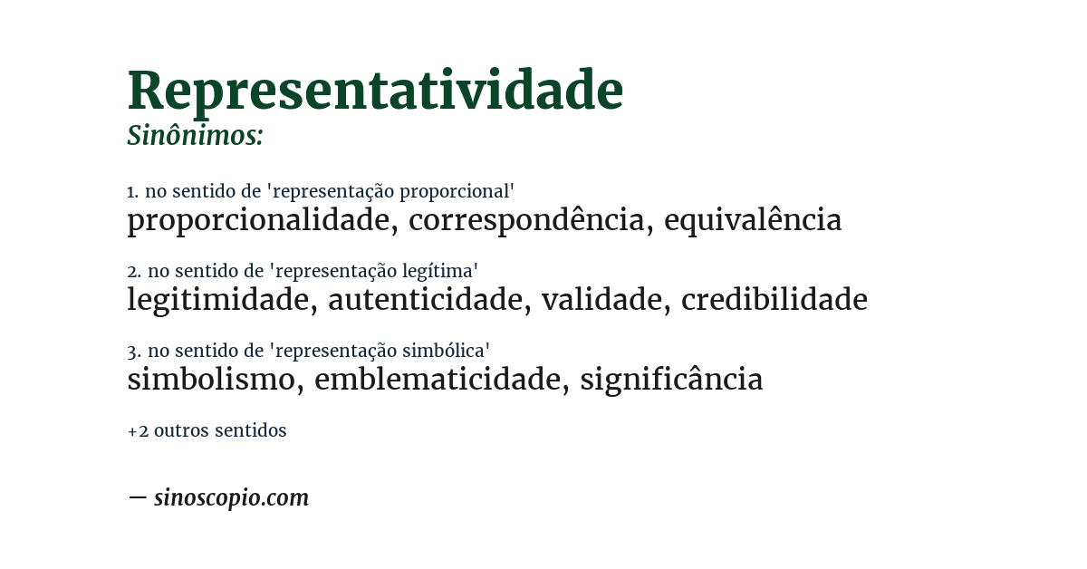 Sinônimo de representatividade