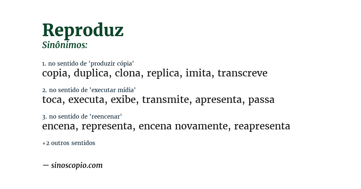 Sinônimo de reproduz