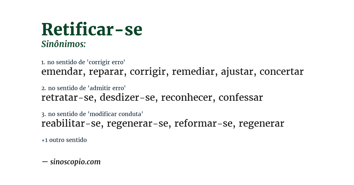 Sinônimo de retificar-se