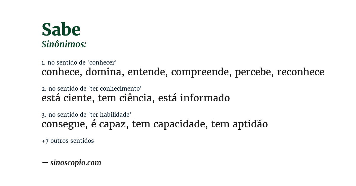 Sinônimo de sabe