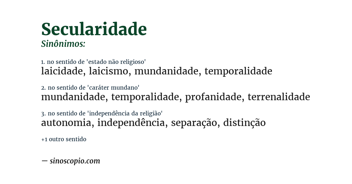 Sinônimo de secularidade