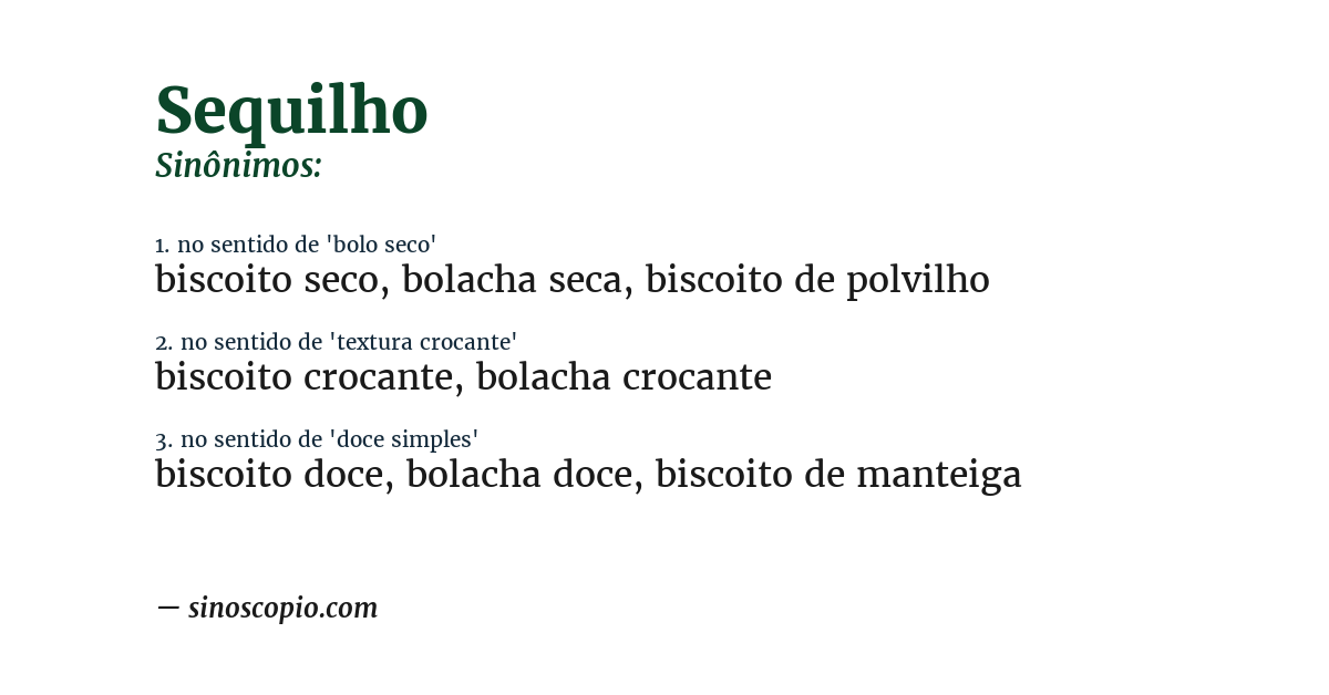 Sinônimo de sequilho