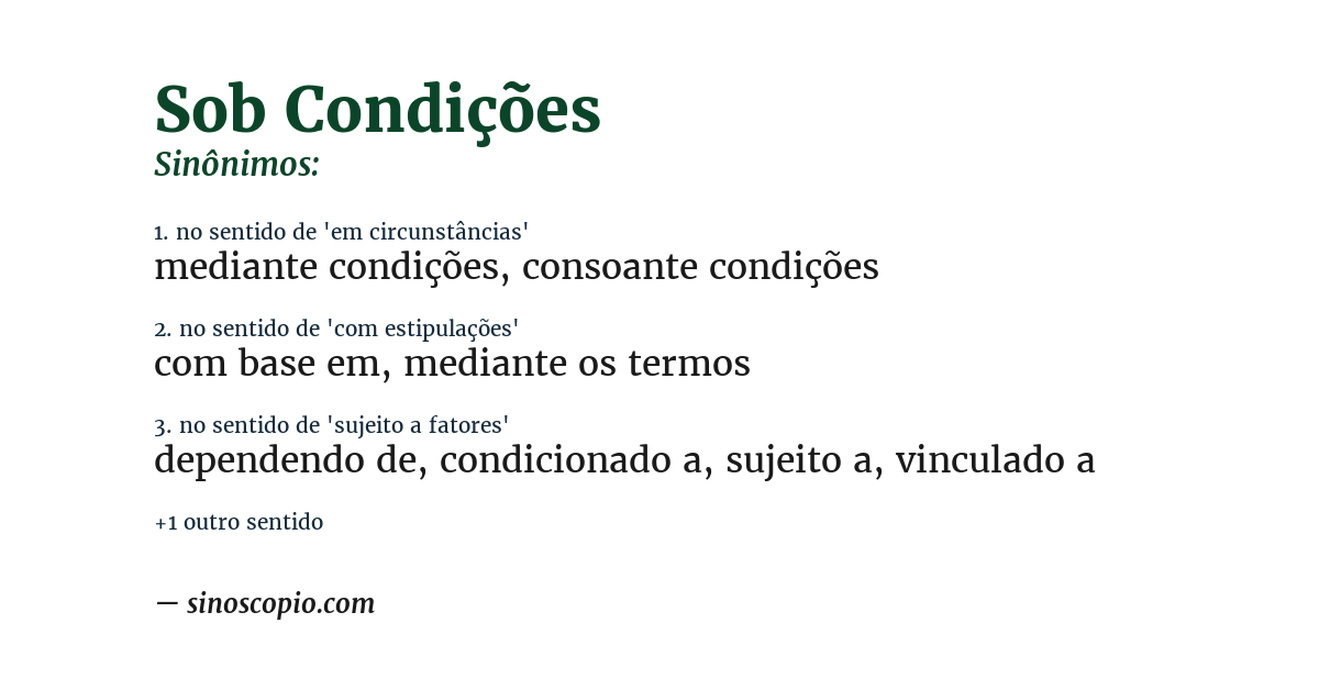 Sinônimo de sob condições