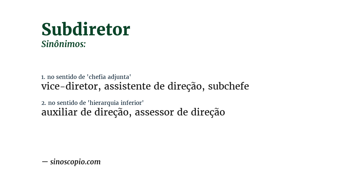 Sinônimo de subdiretor