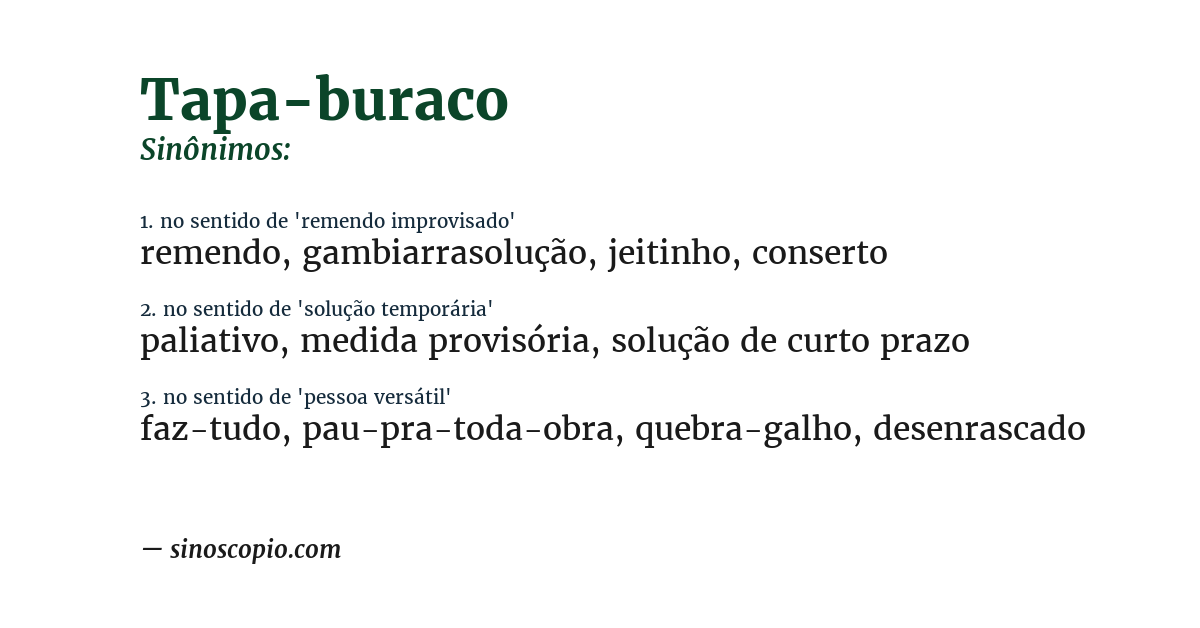 Sinônimo de tapa-buraco
