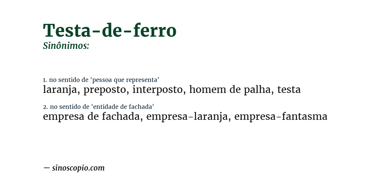 Sinônimo de testa-de-ferro
