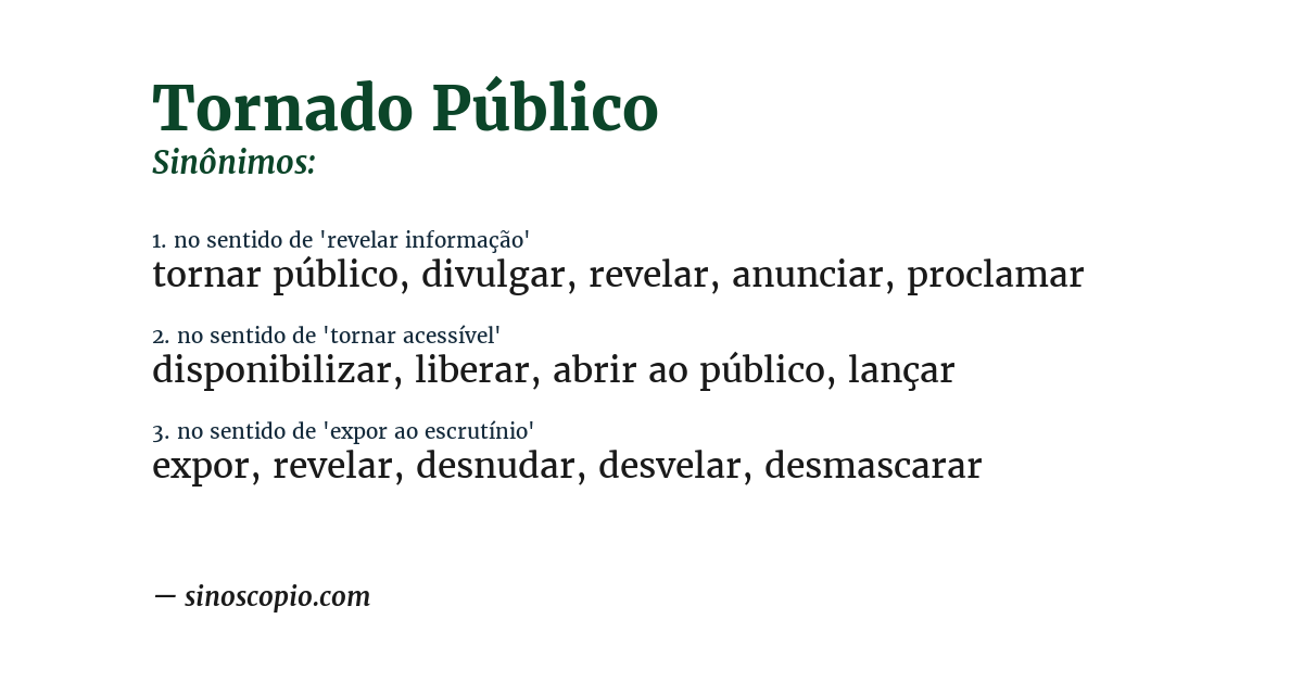 Sinônimo de tornado público