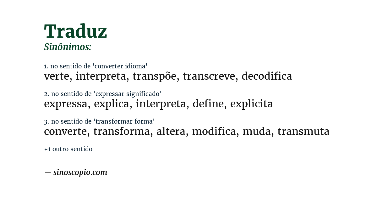 Sinônimo de traduz