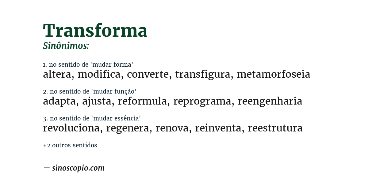 Sinônimo de transforma