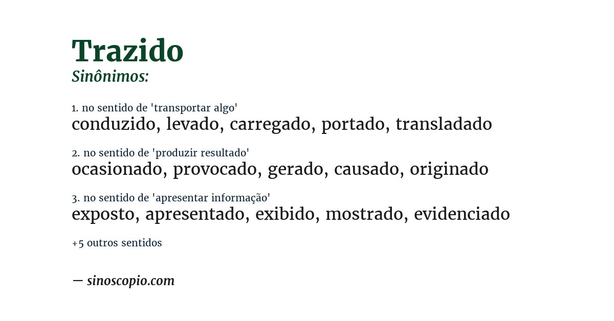 Sinônimo de trazido