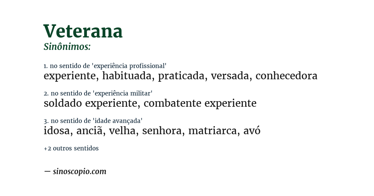 Sinônimo de veterana
