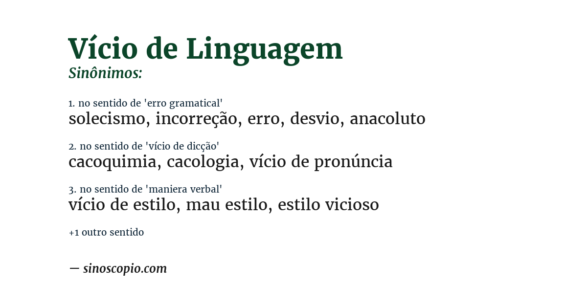 Sinônimo de vício de linguagem