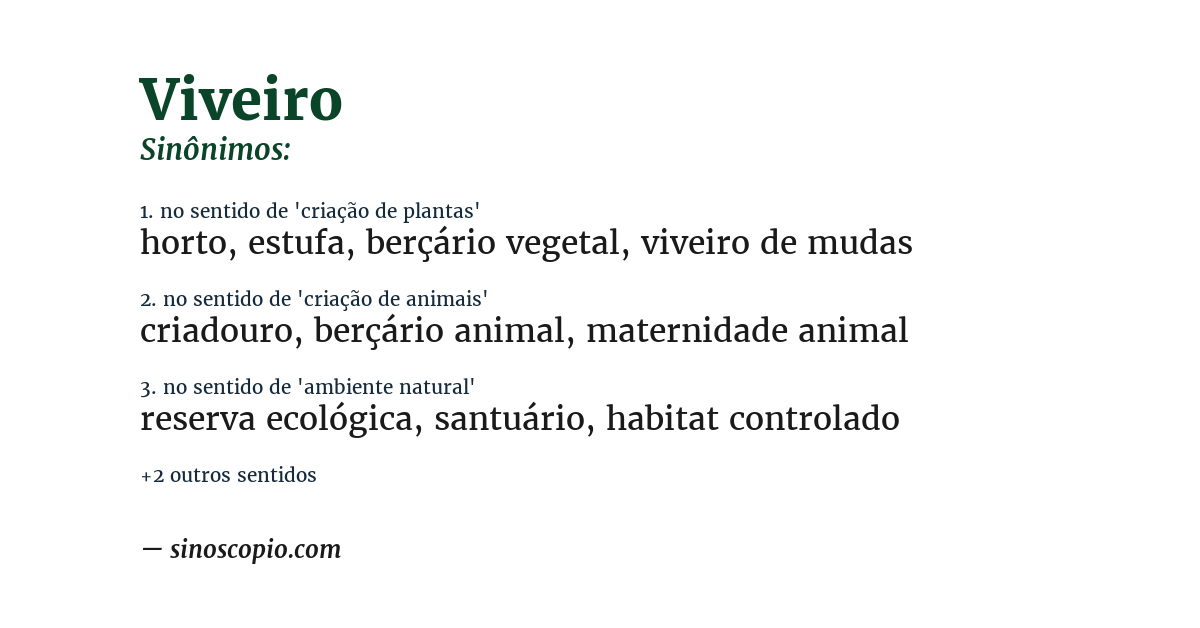 Sinônimo de viveiro