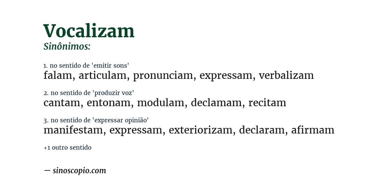 Sinônimo de vocalizam