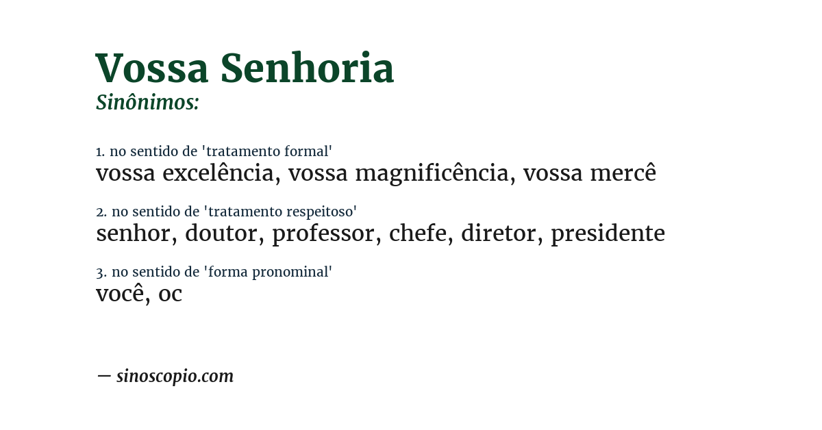 Sinônimo de vossa senhoria