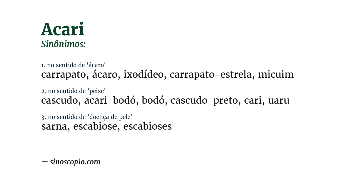 Sinônimo de acari
