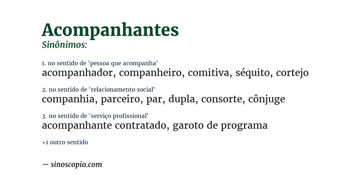 Sinônimo de acompanhantes