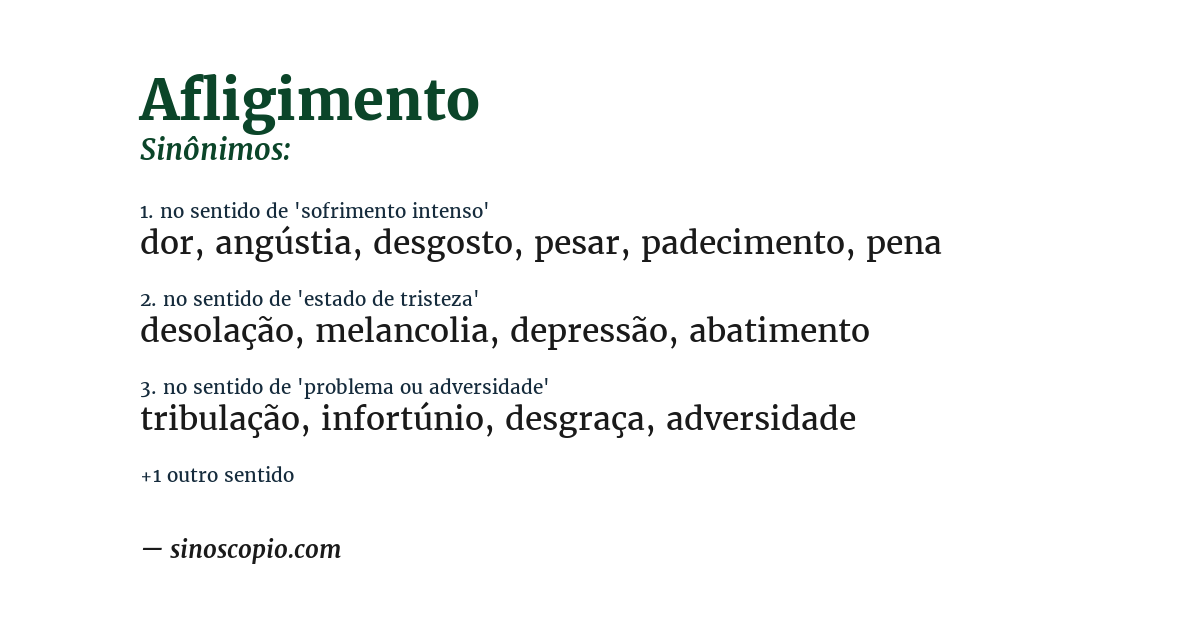 Sinônimo de afligimento