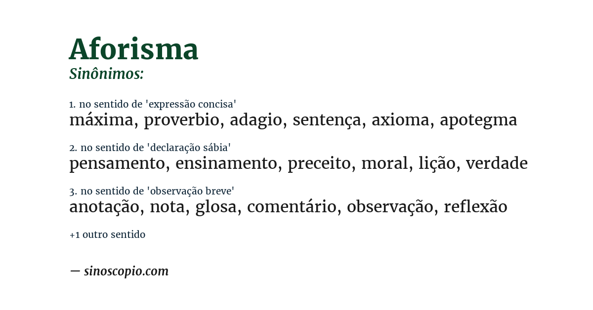 Sinônimo de aforisma