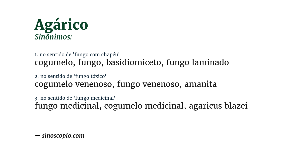 Sinônimo de agárico