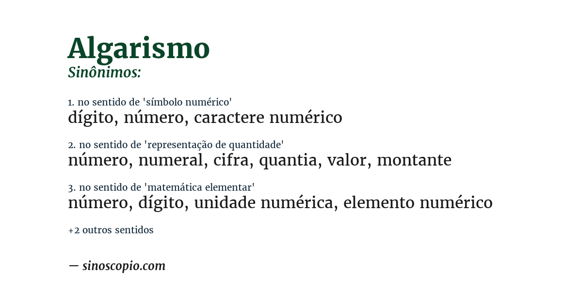 Sinônimo de algarismo