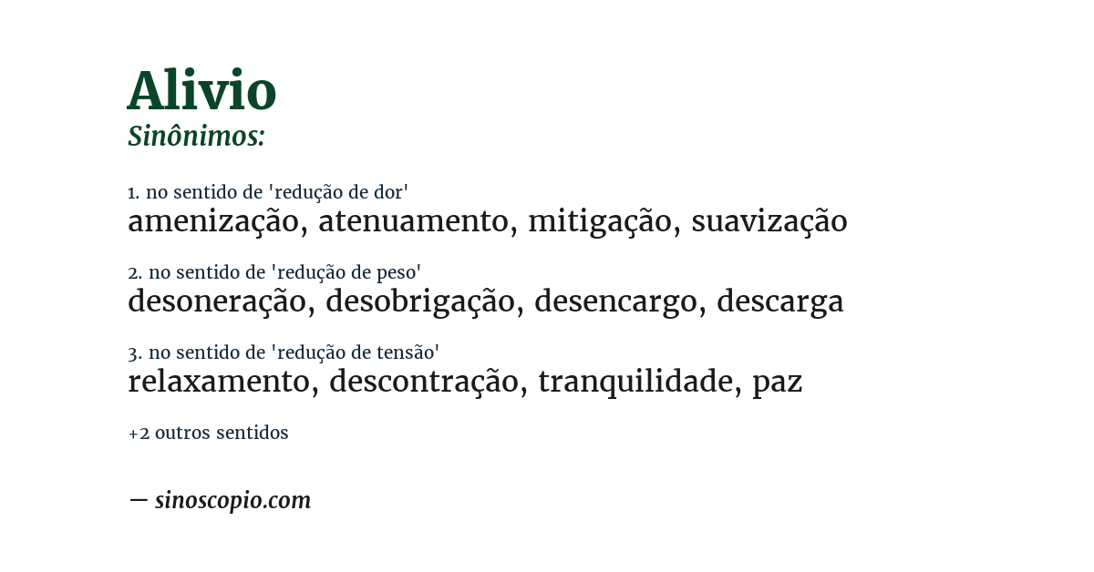 Sinônimo de alivio