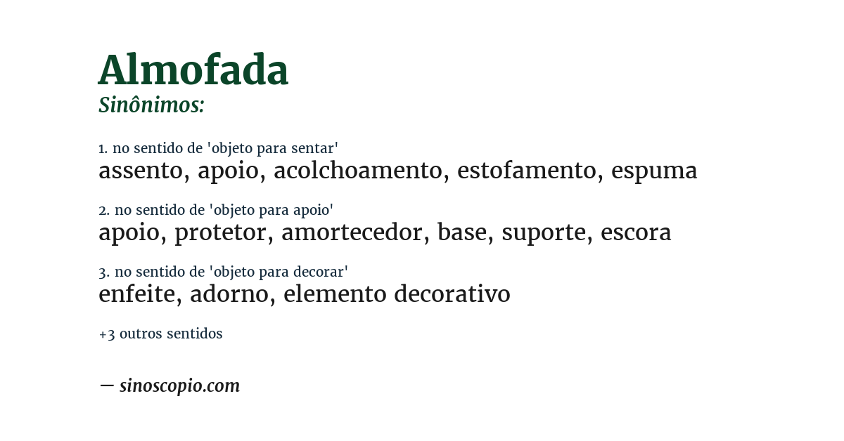 Sinônimo de almofada