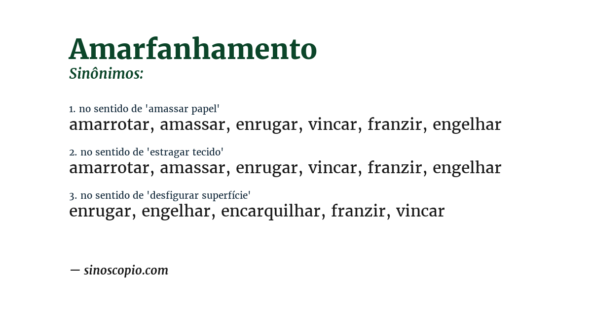 Sinônimo de amarfanhamento