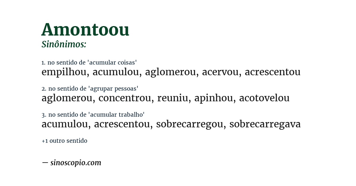 Sinônimo de amontoou