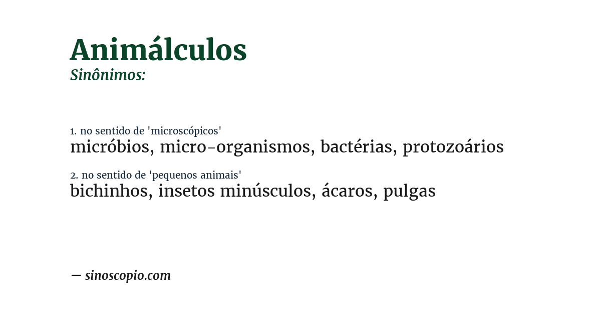 Sinônimo de animálculos