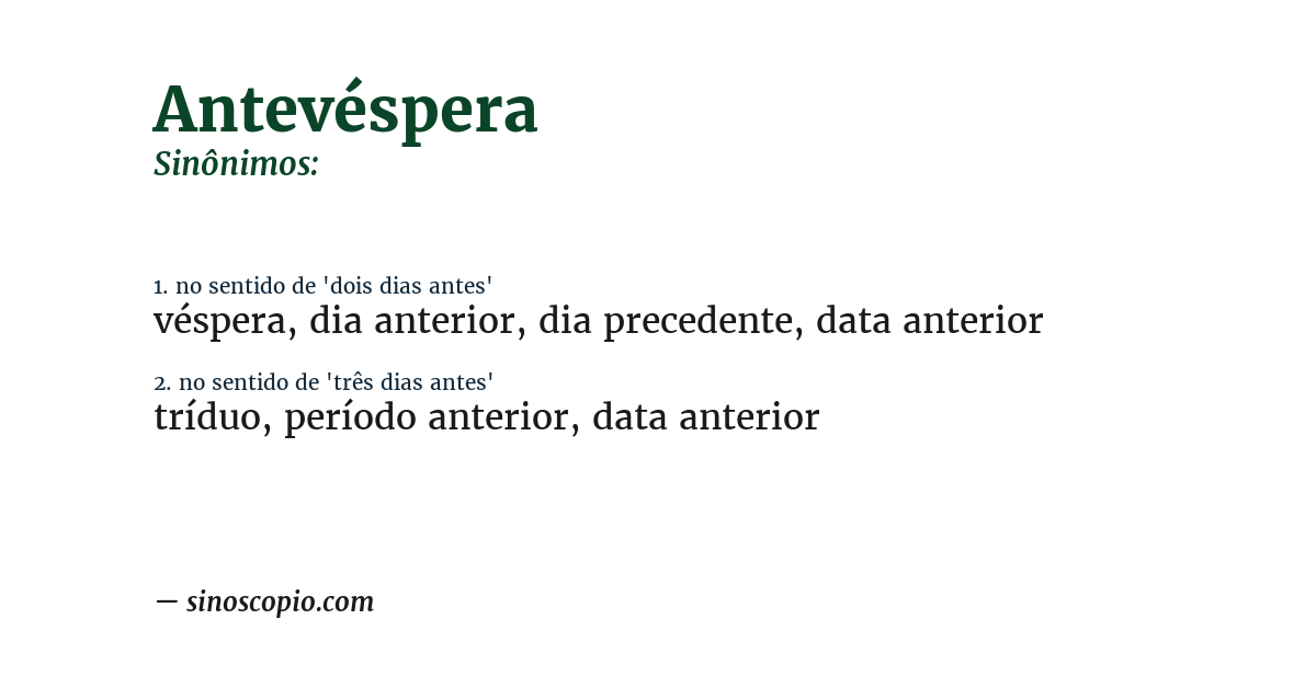 Sinônimo de antevéspera