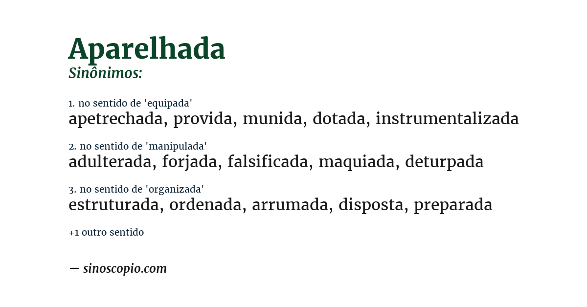 Sinônimo de aparelhada