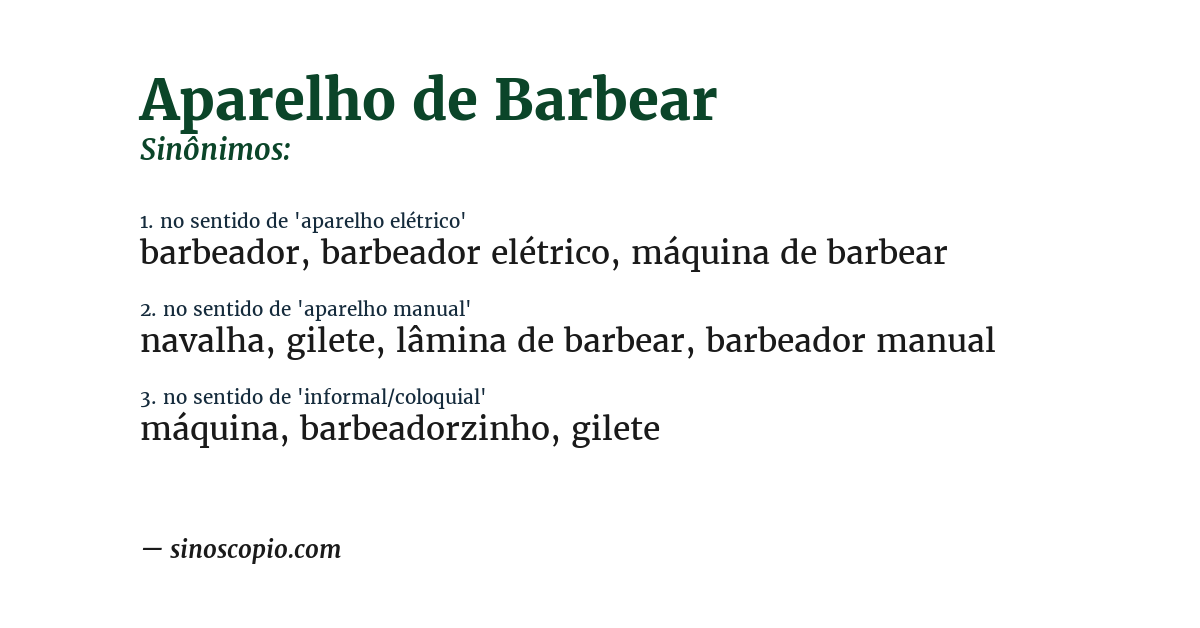 Sinônimo de aparelho de barbear