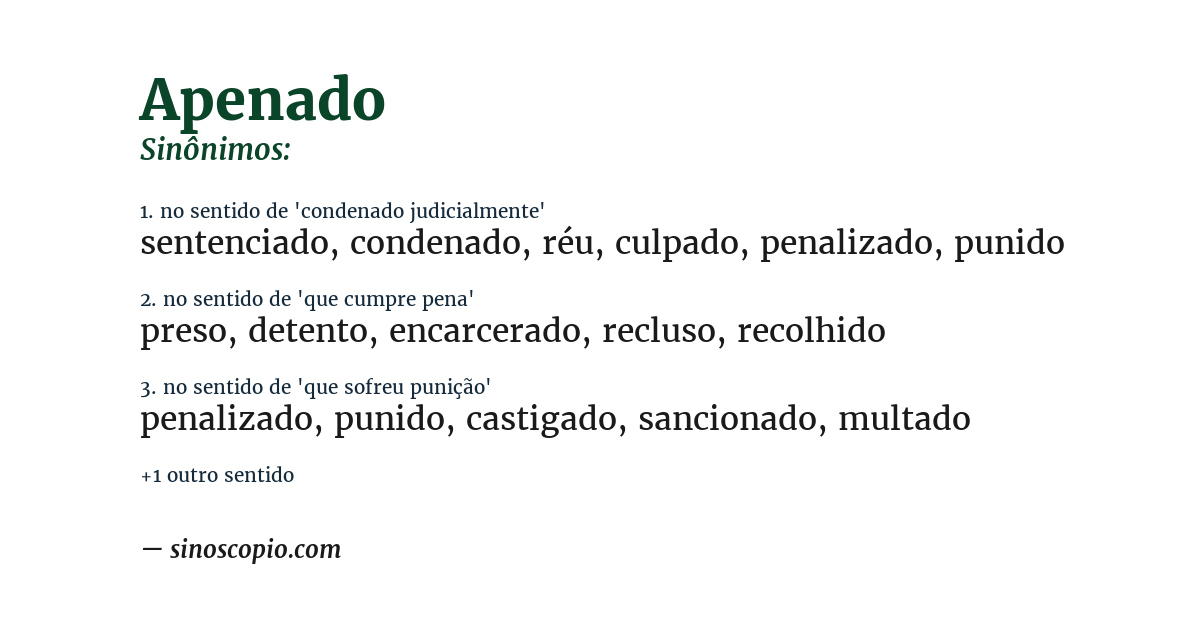 Sinônimo de apenado