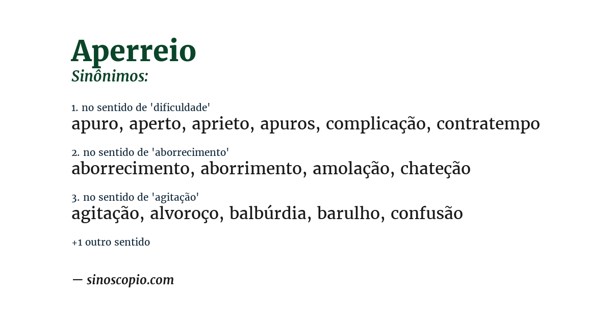 Sinônimo de aperreio