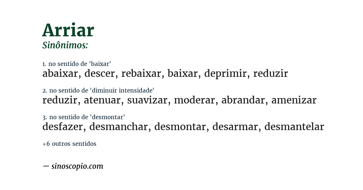 Sinônimo de arriar