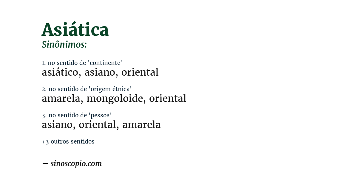 Sinônimo de asiática