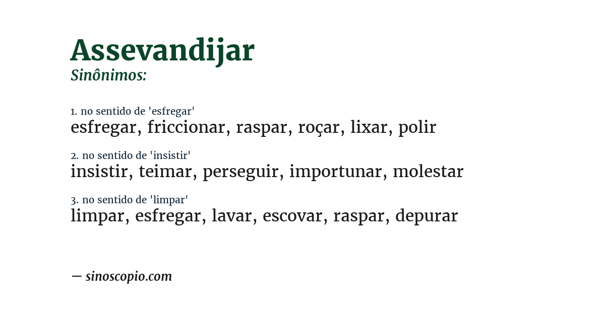 Sinônimo de assevandijar