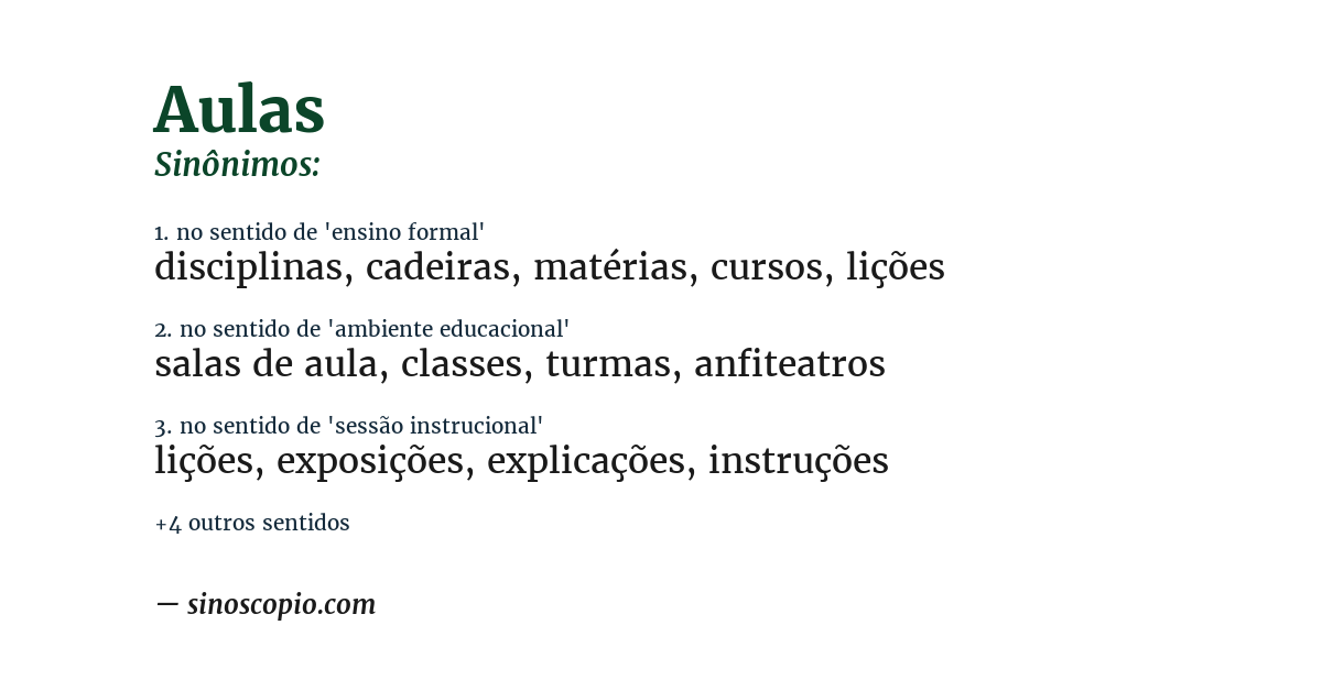Sinônimo de aulas