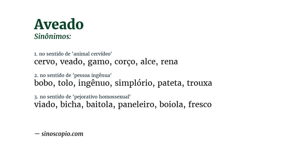 Sinônimo de aveado