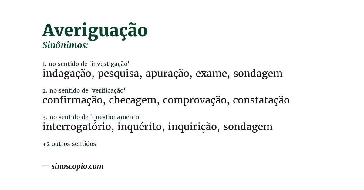 Sinônimo de averiguação