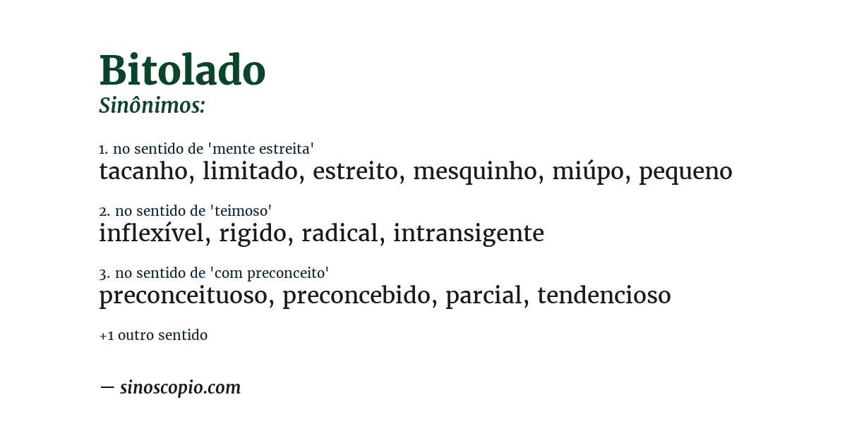 Sinônimo de bitolado
