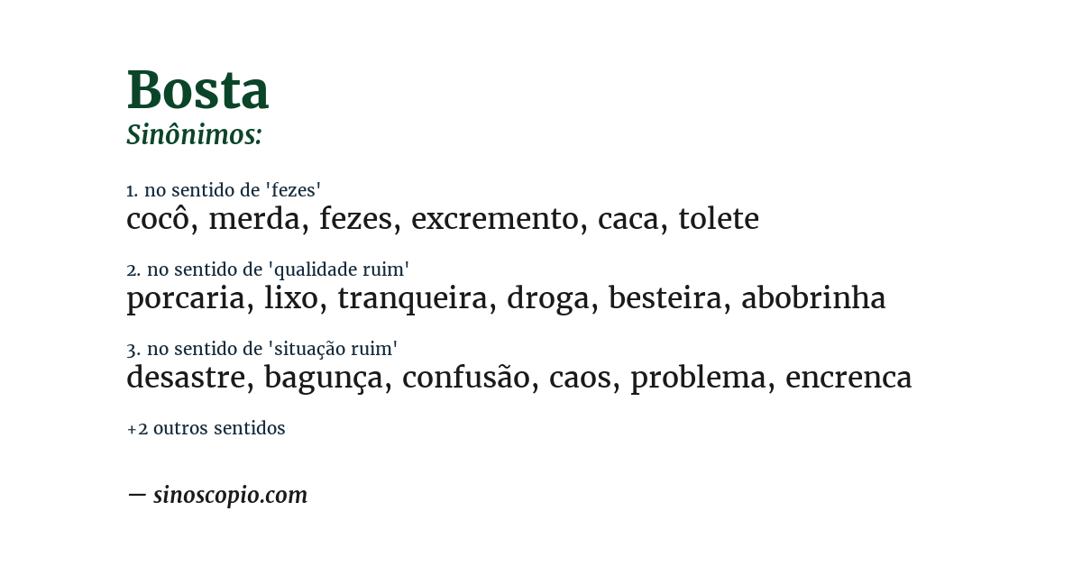 Sinônimo de bosta