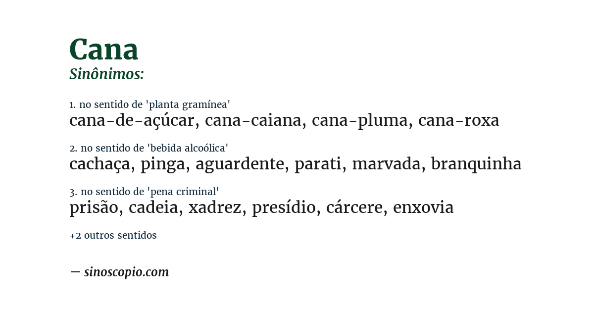 Sinônimo de cana