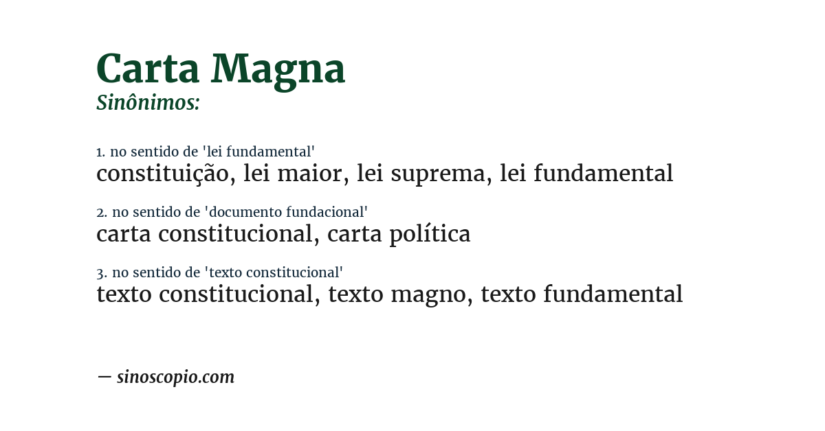 Sinônimo de carta magna