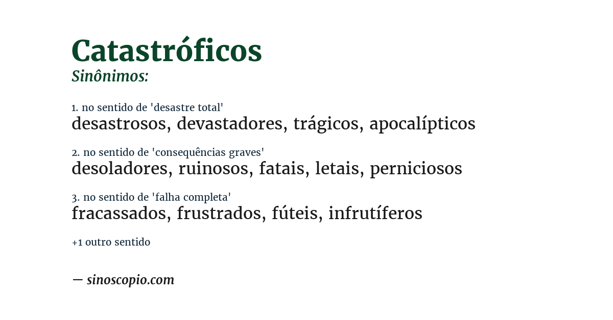 Sinônimo de catastróficos
