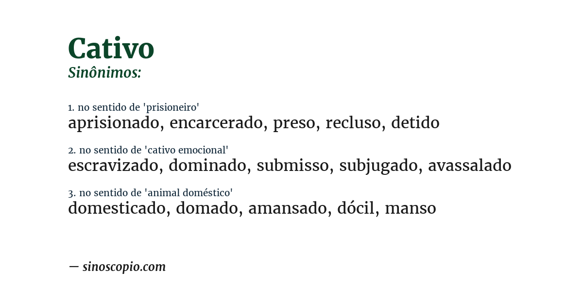 Sinônimo de cativo