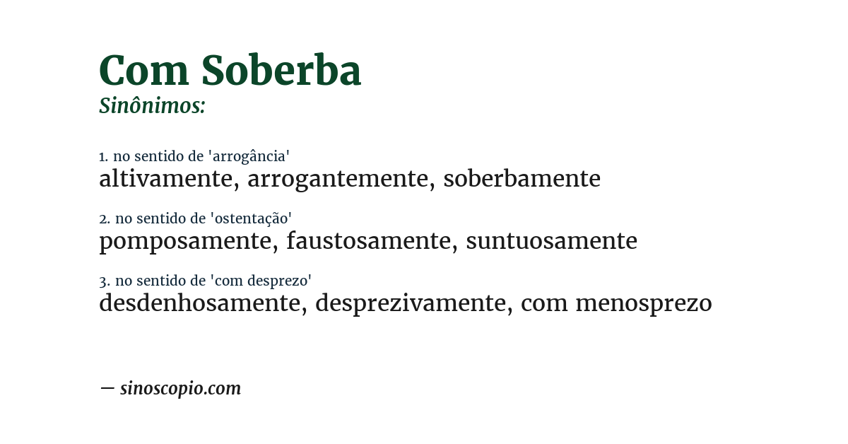 Sinônimo de com soberba